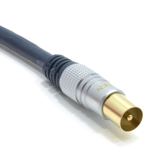 2m Silver Gold PRO High Quality TV Coaxial Aerial Male-Male Cable Lead | FPC