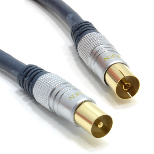 3m Silver Gold PRO High Quality TV Coaxial Aerial Male-Female Cable Lead | FPC