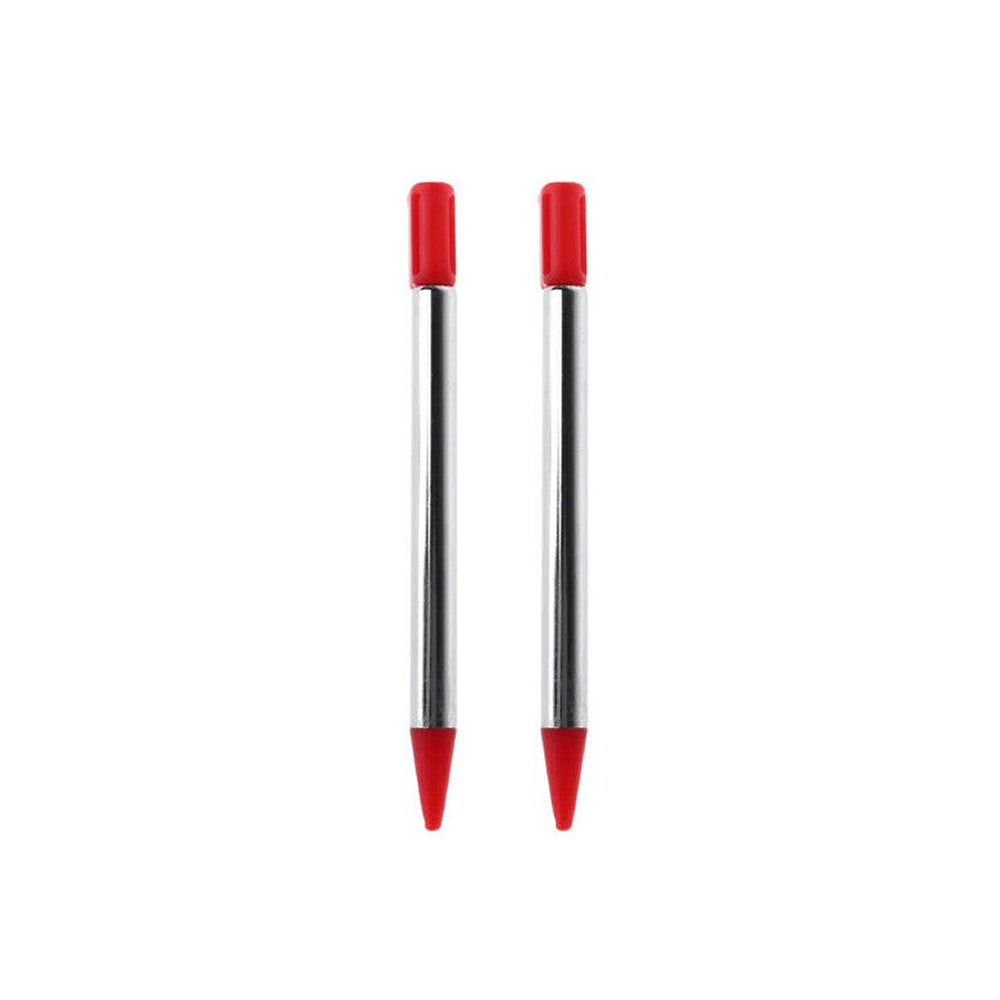 for Nintendo 3DS - 2 Red Metallic Retractable Extendable Stylus Pens | FPC