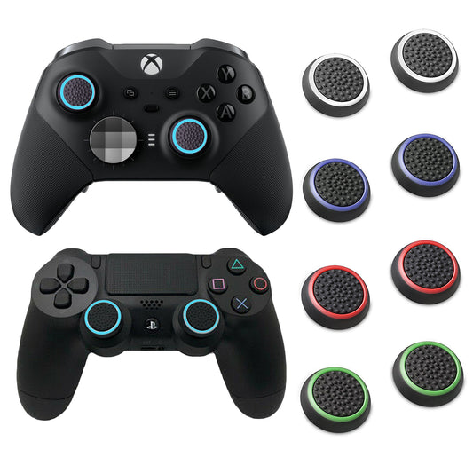 for PS4 & Xbox One - 2x Striped Rubber Silicone Thumb Stick Grip Cover | FPC