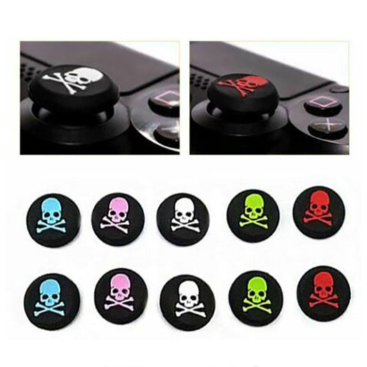 for PS4 Xbox One - 2x Skull Cross Bones Silicone Thumb Stick Grip Covers | FPC