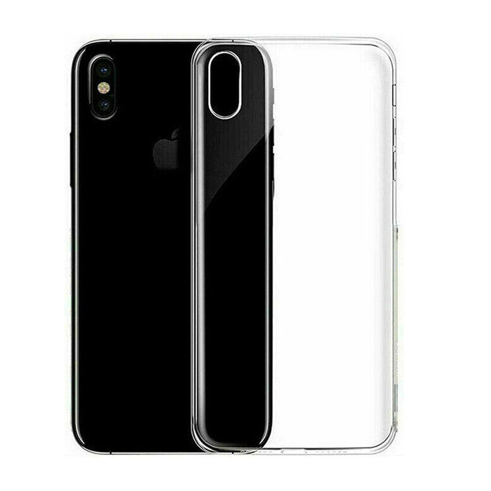 for iPhone 15 14 13 12 11 XS XR SE - Clear Hard Plastic Clip on Back Case Cover